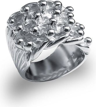 Jewelco London Silver III 4 Row King George III Keeper Guard Ring 21mm - ARN015