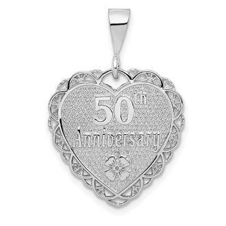 Diamond2Deal 14k White Gold Reversible 50th ANNIVERSARY Charm