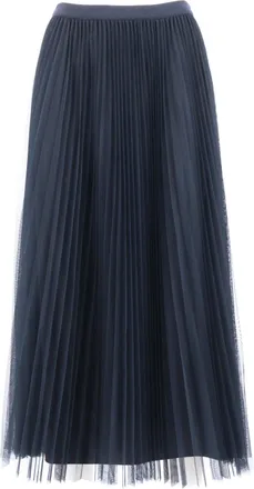 Fabiana Filippi Night Blue Wide Pleated Tulle Skirt