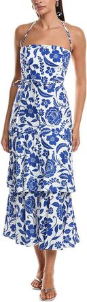 Milly Flowers Of Spain Linen-Blend Midi Dress