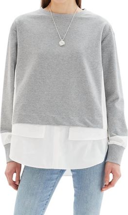 Chrldr Melissa Mixed Media Sweatshirt In Heather Grey