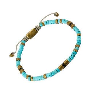 Jan Leslie Turquoise And Brass Beaded Pull Cord Closure Bracelet at Nordstrom