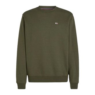 Tommy Jeans Hoodies & sweatvesten, Heren, Groen, S, Katoen, Crewneck Sweatshirt Regular Fit Flag Design