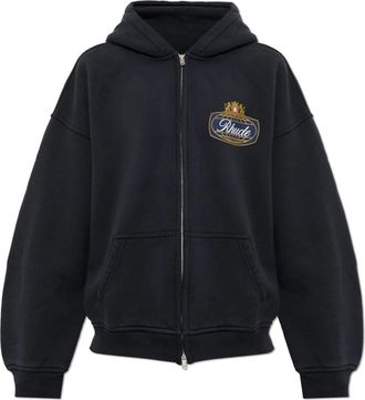 Rhude Oversized Sweatshirt - Heren - Vesten met rits - Zwart - 2XL - Katoen - Hoodies & sweatvesten