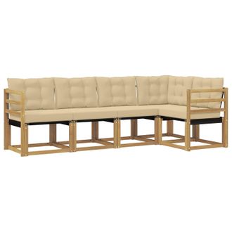 vidaXL Conjunto De Sof&aacute;s De Exterior Con Coj&iacute;n 5 Pcs Y Beige Vidaxl
