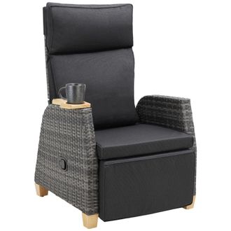 TecTake Pescara rattan armchair with aluminum frame, adjustable backrest in Grey | Size: 1 Seater