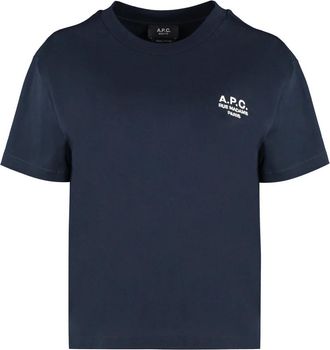 A.P.C. Cropped T-shirt - Dames - T-shirts - Blauw - L - Katoen - Tops