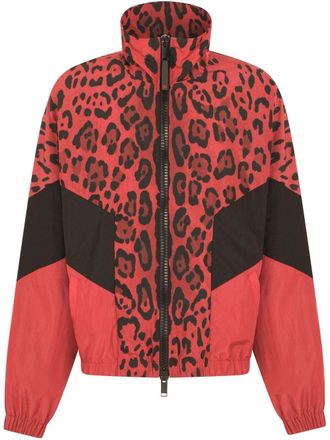 Dolce & Gabbana leopard-print panelled zip jacket - men - Nylon/Nylon - 54 - Red