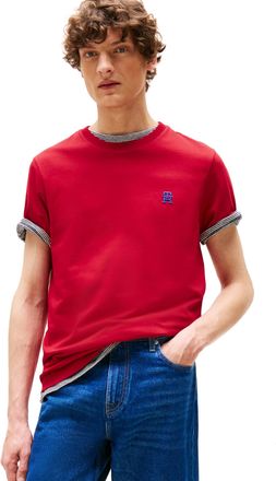 Tommy Hilfiger Mens Short Sleeve Cotton Graphic T-Shirts with Embroidered Monogram Logo Short Sleeve Cotton T-Shirts with Embroidered Monogram Logo, Medium red, M