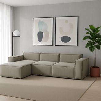 Dmora Sof&aacute; Fijo Dflori, Sof&aacute; Modular 3 Plazas Pen&iacute;nsula Izquierda, 100% Made In Italy, Sof&aacute; Moderno En Tela, Cm 300x170h70, T&oacute;rtola - Dmora