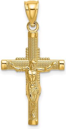 Diamond2Deal 14k Yellow Gold Beaded Accent Crucifix Charm