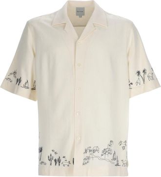 Paul Smith Neutrals Nautical Embroidered Short-Sleeve Shirt