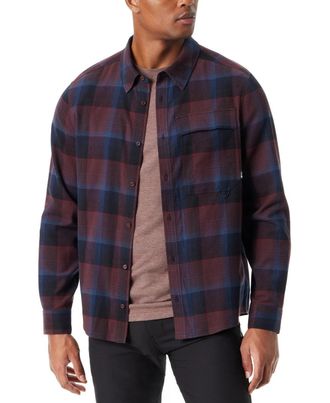 G.H. Bass & Co. Bass Outdoor Shirt Mens Red Plaid Stretch Flannel Classic Fit Button-Up UPS1294