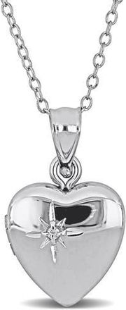 Delmar Cubic Zirconia Accent Heart Locket Pendant Necklace in Silver at Nordstrom Rack