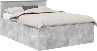 vidaXL Estructura De Cama Con Cabecera Gris Concreto 150 X 200 Cm Vidaxl