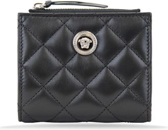 Versace Gewatteerde leren damesportemonnee - Dames - Portefeuilles - Zwart - ONE Size - Leer - Accessoires