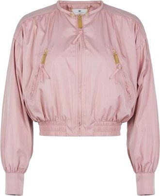 Elisabetta Franchi Bomberjack in voile stof - Dames - Bomber jackets - Roze - XL - Polyester - Jassen