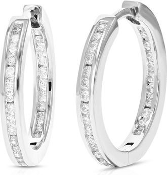Vir Jewels 1/2 cttw Lab Grown Diamond Hoops Earrings in Sterling Silver With Hidden Post For Women