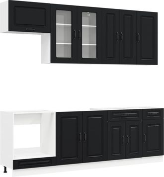 vidaXL Unidad De Cocina Kalmar 8 Uds. Negro Madera De Ingenier&iacute;a Vidaxl