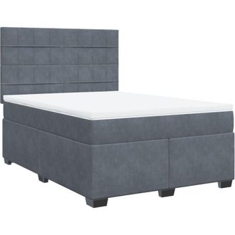 vidaXL Vidaxl - Box Spring Bed with Mattress Dark Grey 140x190 cm Velvet