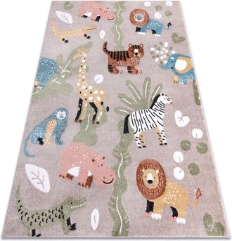 RugsX Rugsx - Alfombra Fun Africa Para Ni&ntilde;os, Animales, &Aacute;frica Beige Multicolour 140x190 Cm