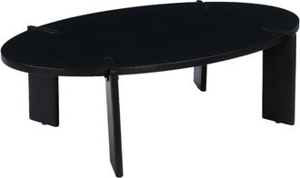 Sweeek Oval solid mango wood coffee table, Reva, Black, 120x65x36 cm