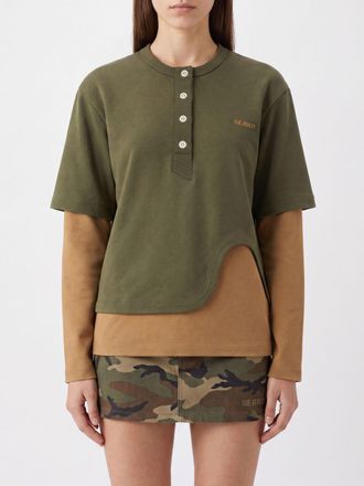 The Attico Crewneck Cotton Sweatshirt with Contrasting Embroidered Logo