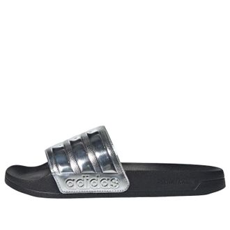 adidas Adilette Shower Slides Black Silver Metallic JQ9282