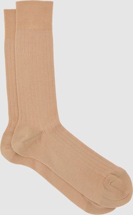 Reiss Sand Cotton-blend Ribbed Socks, S & M