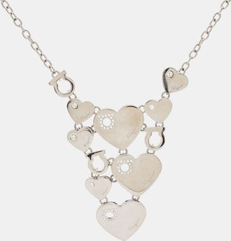 Ferragamo Hearts Crystals Silver Tone Necklace