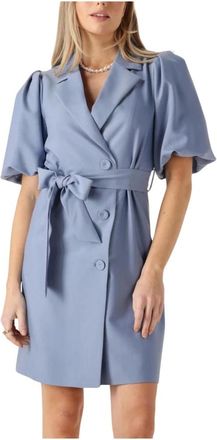 Notre-V Charmante Blauwe Mini Jurk - Dames - Wikkelkleedje - Blauw - S - Kleedjes