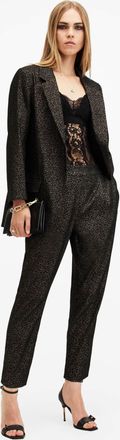 AllSaints Viscose/Polyamide Aleida Leopard Jacquard Shimmer Trousers, Size: UK 6/US 2