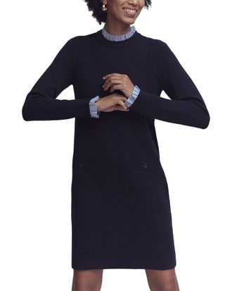 Boden Woven Trim Knit Wool-Blend Dress