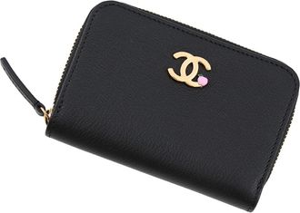 Chanel Black Leather Coin Purse/Coin Case (Pre-Owned)