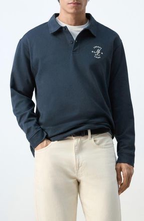 Mango Cotton Embroidered Graphic Polo in Navy at Nordstrom, Size X-Large