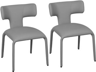 Woltu Woltu Juego De 2 Sillas De Comedor De Piel Sint&eacute;tica, Sillas De Cocina Modernas Con Patas Met&aacute;licas Para Sala De Estar, Color Gris Cuarzo