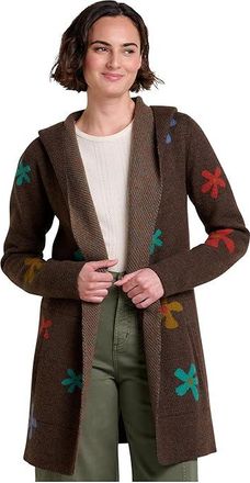 Toad&Co Merino Heartfelt Hoodie Womens Sweater Chestnut Flowers : MD, Wool