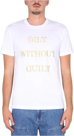 Moschino T-shirt met geborduurde letters - Heren - T-shirts - Wit - XL - Katoen - Tops