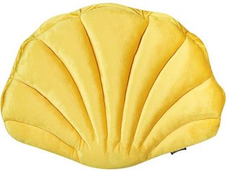 Beliani Coj&iacute;n Decorativo De Terciopelo Concha Marina Forma De Vieira Patr&oacute;n Liso Amarillo Consolida