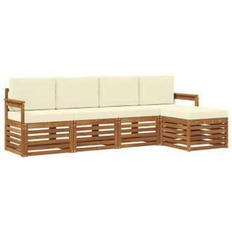 vidaXL Conjunto De Sof&aacute;s De Exterior Con Coj&iacute;n 5 Pcs Natural Y Crema Vidaxl