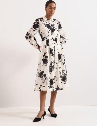Phase Eight Natalie Floral Belted Shirt Dress in Ivory at Nordstrom, Size 10