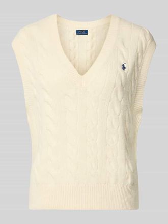Polo Ralph Lauren Strickpullunder mit Zopfmuster in Ecru, Gr&ouml;&szlig;e S