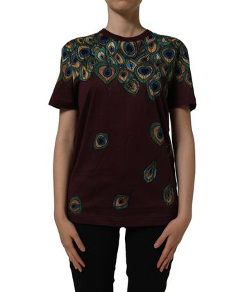 Dolce & Gabbana Peacock Feather Print T-Shirt - Multicolor