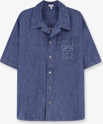 Loewe Camicia in blue denim con logo Anagram ricamato - LOEWE - gender_Man