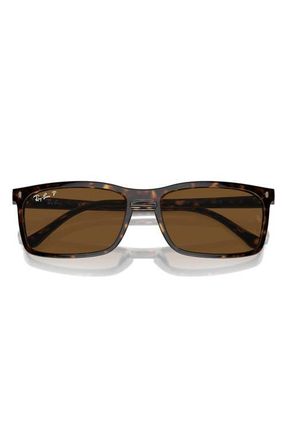 Ray-Ban 56mm Polarized Rectangular Sunglasses in Havana at Nordstrom