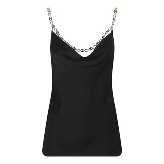 Paco Rabanne Sleeveless Tops, female, Black, Size: XS Cowl Neck Satin Tank Top