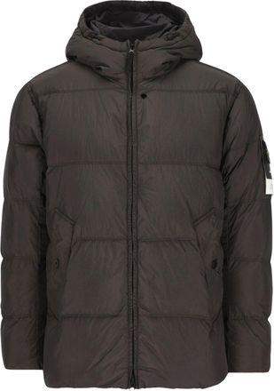 Stone Island Hooded Padded Quilted Jacket with Front Flap Pockets