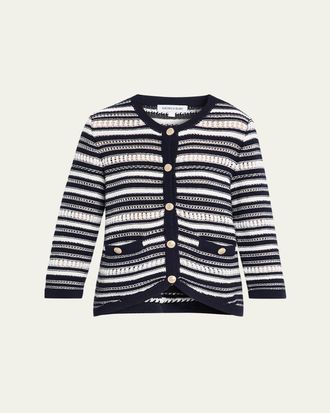Veronica Beard Bellingham Stripe Knit Cardigan