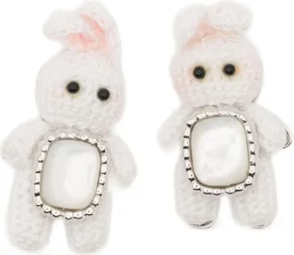 Yvmin Bunny-motif Sterling Silver Earrings