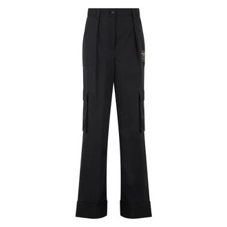 Moschino Flared Trousers - female - Moschino - Wide Trousers - Black - XL - Trousers
